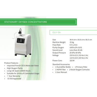 Olive Oxygen Concentrator, Capacity: 5 L, Model: OLV-5A