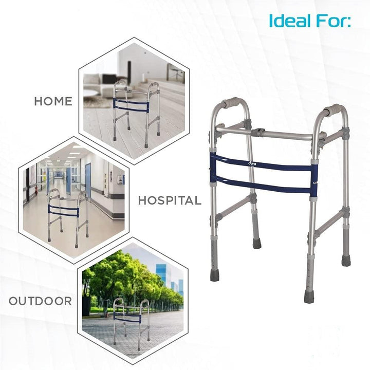 DuraMax Foldable Walker with Adjustable Height Aluminum